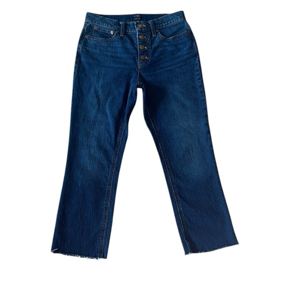 J.Crew Mid-Rise Flare Crop Stretch Jeans Button Fly Size 27 - Picture 3 of 9